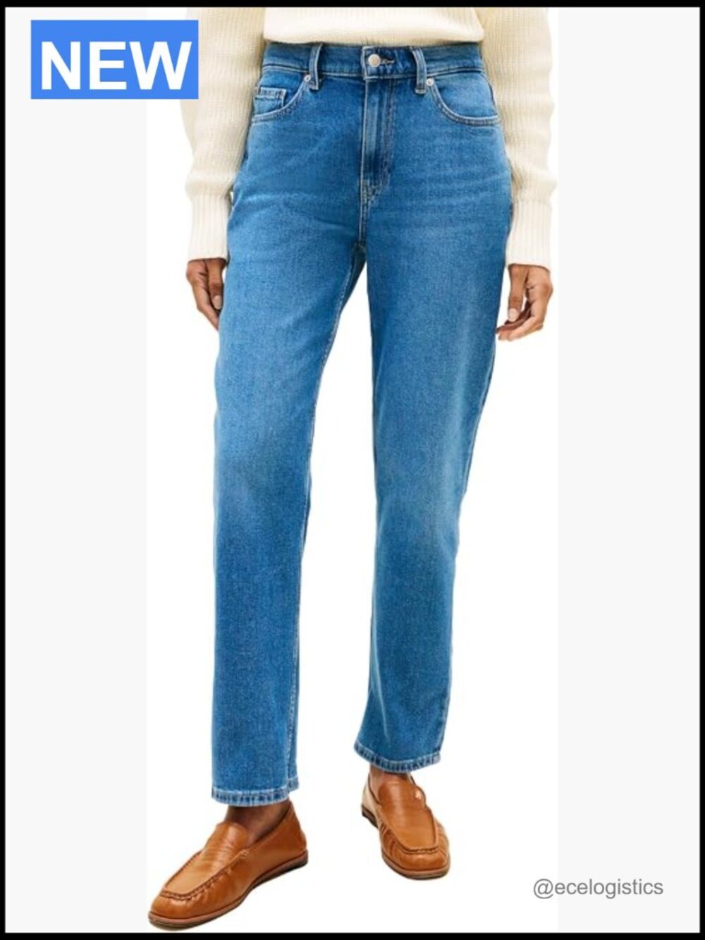 Mid Rise Classic Straight Jeans with Stretch